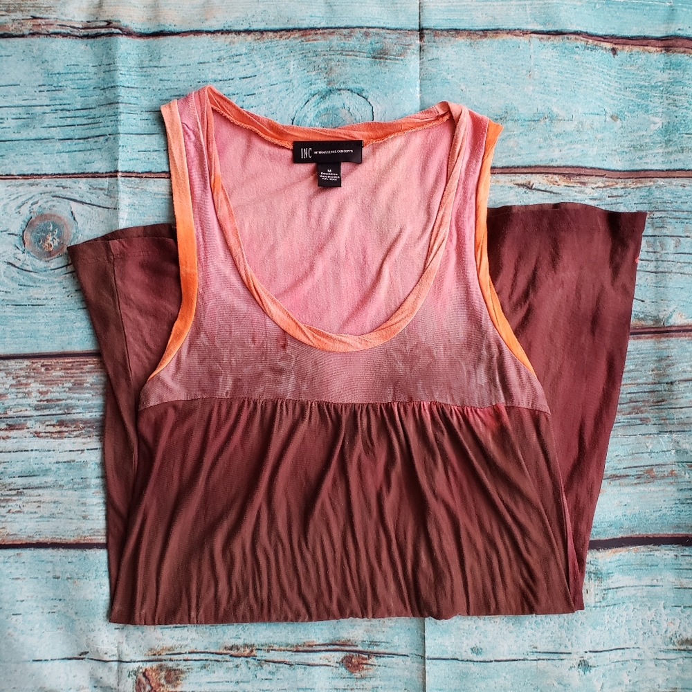 🌺 4/$20 INC tie dye ombre sleeveless tunic top size medium